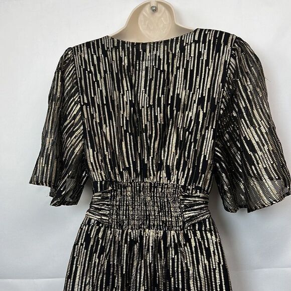 Ba&sh Nixon Metallic Silk Blend Empire Gown size small Black gold- Repaired - Picture 11 of 16